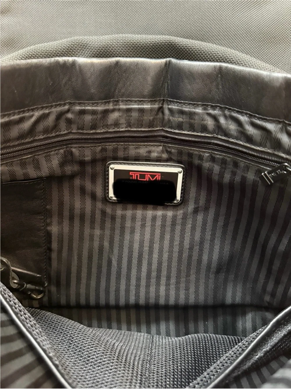 Tumi Black Nylon Messenger Bag with Leather Trim